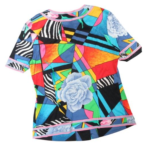 レオナール LEONARD ファッション FASHION PARIS 花柄 カーディガン 半袖 シャツ 金ボタン 総柄 マルチ M MNK 1