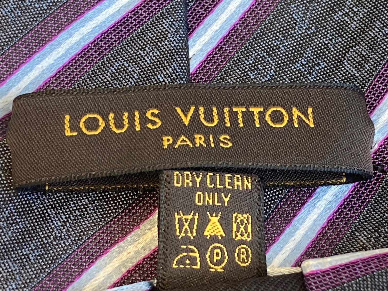 ルイヴィトン ネクタイ モノグラム ストライプ柄 パープル×グレー LOUIS VUITTON ルイヴィトン ネクタイ モノグラム ストライプ柄