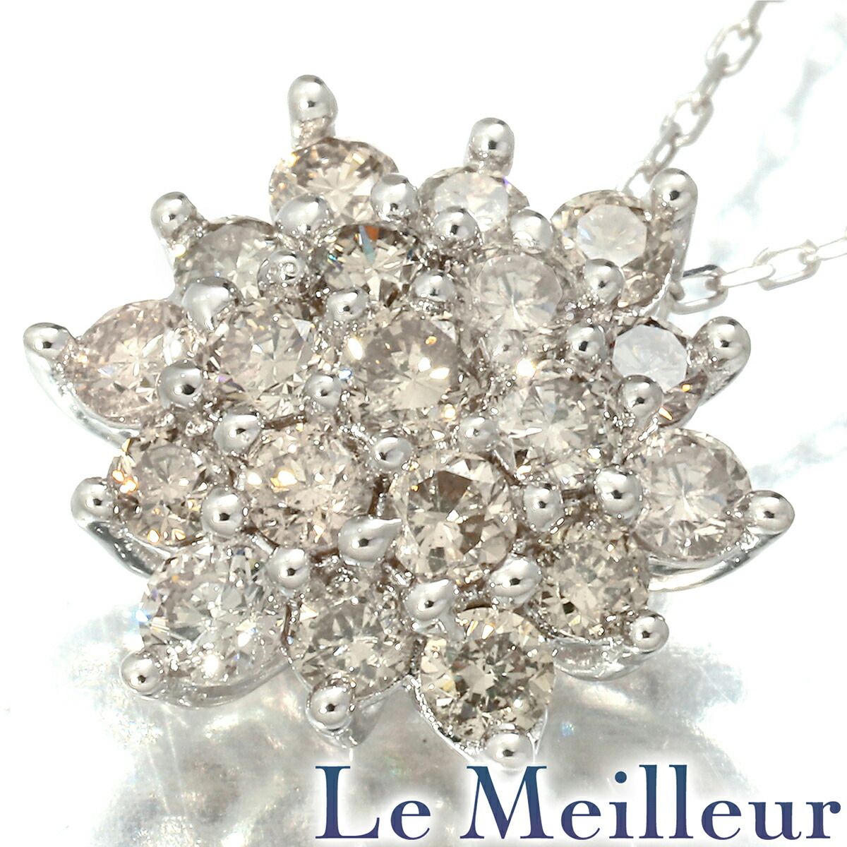 フラワーデザイン ペンダントネックレス ダイヤモンド 0.5ct K18 中古 