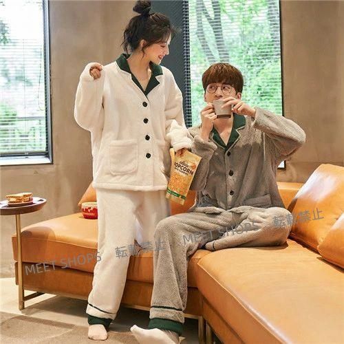 ペアパジャマ 冬 もこもこ カップル ペア ルームウェア 上下 セット パジャマ 秋冬 結婚祝い プレゼント カ ddhc 80 パジャマ ルームウェア パジャマ メンズ