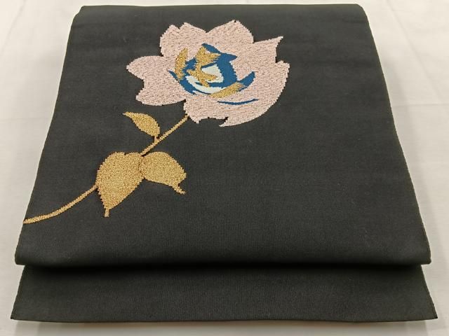 平和屋着物○爪掻き本綴れ 八寸名古屋帯 霞文 黒地 正絹 逸品 DAAU6922ob