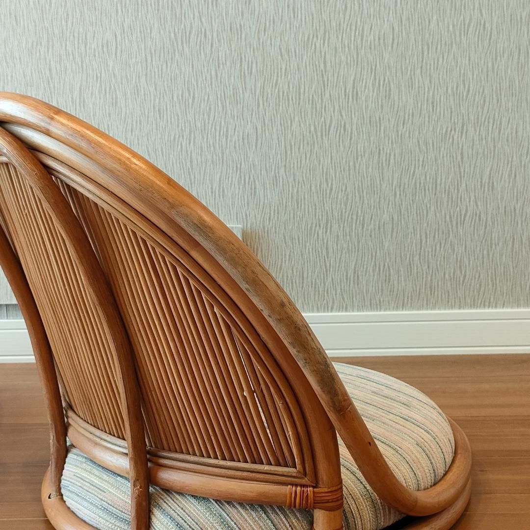 ラタン座椅子 丸 クッション付き 2台セット こたつ 座椅子