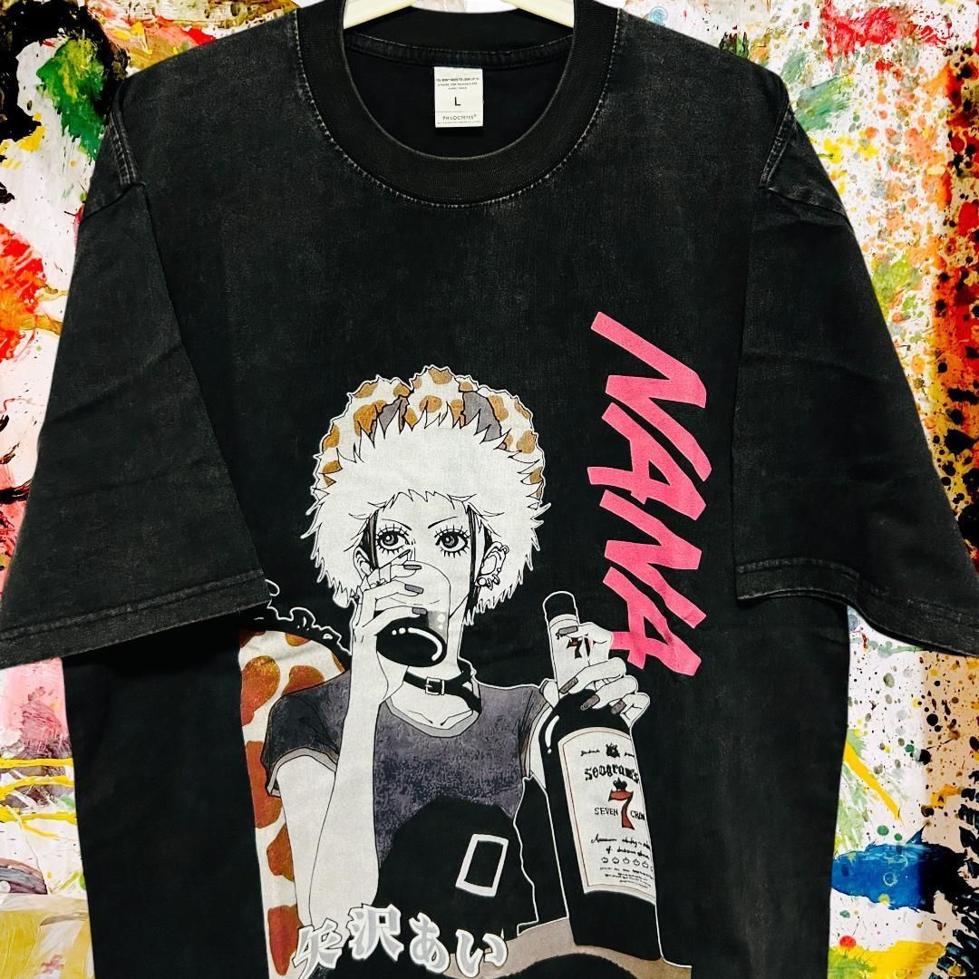 LEONARD 半袖nanaです。 NANA メンズ Tシャツ 半袖 夏 ケミカルウォッシュ 黒 5 平成レトロ