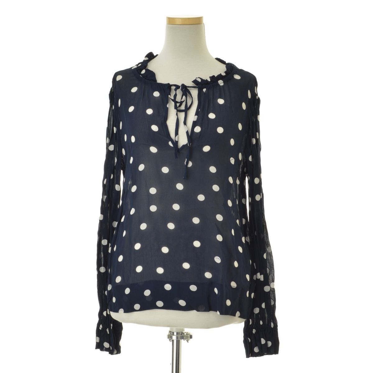 GANNI】Printed Georgette Blouse ドットブラウス長袖ブラウス - メルカリ