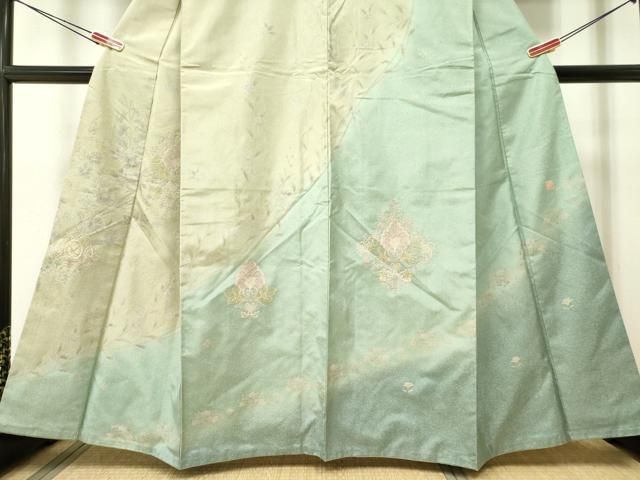 平和屋着物●中国三大刺繍　スワトウ刺繍　汕頭刺繍　総刺繍　本場大島紬　訪問着　作家物　更紗花唐草文　金彩　正絹　逸品　DAAR0090yyy 平和屋着物○中国三大刺繍 スワトウ刺繍 汕頭刺繍 総刺繍 本場大島紬