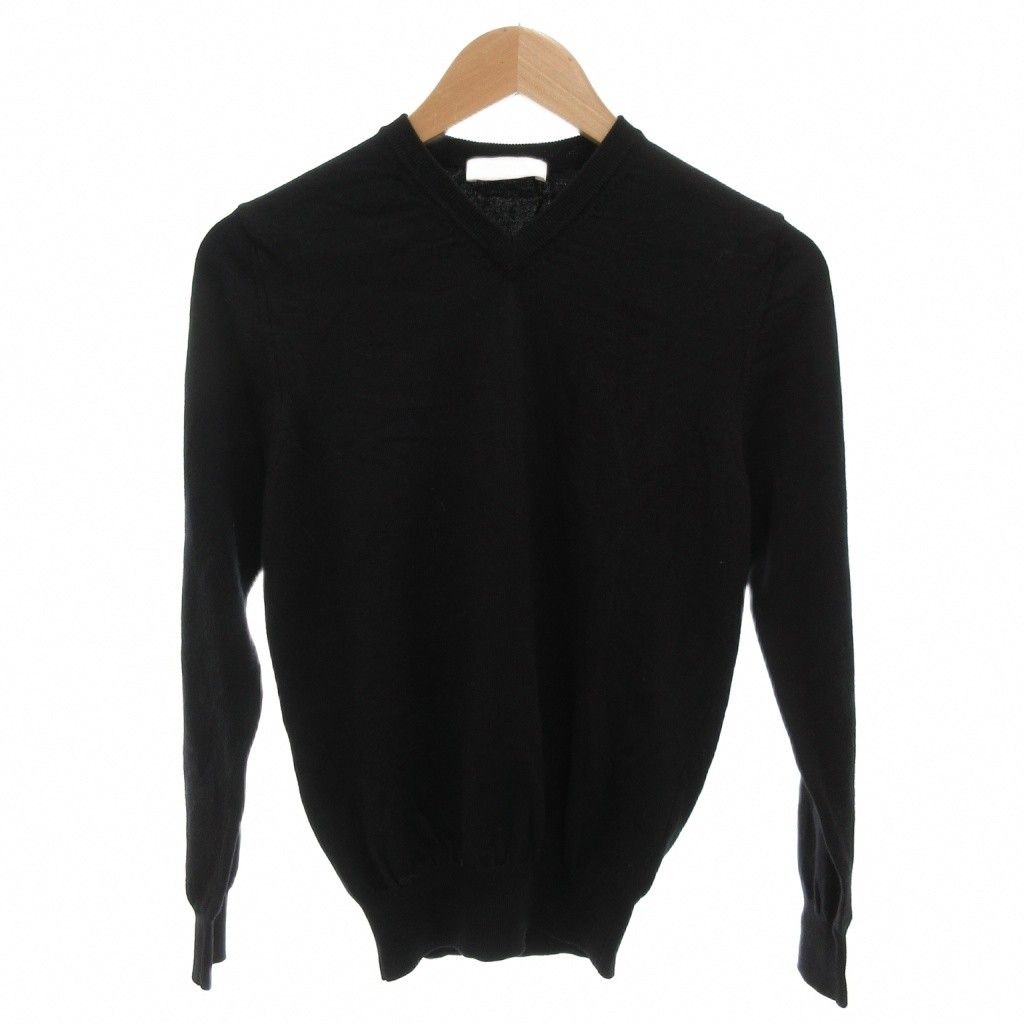 Cruciani 黒 Vネック 長袖セーター オンラインストア別注｜27ゲージ】ウールVネックニット（ニット