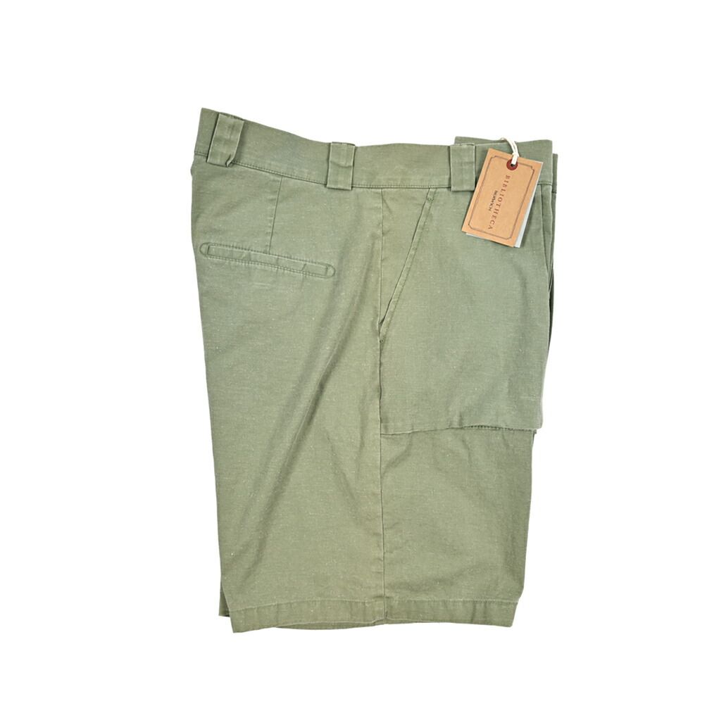 BERWICH ベルウィッチ BER_MUDA バミューダショーツ ノータック ベイカーハーフパンツ 春夏 コットン リネン グリーン イタリア製 424252