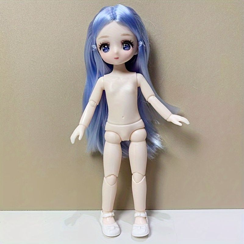 着せ替え人形 23cm リカちゃん人形 女の子 髪髪 青 ロングヘア ボディ