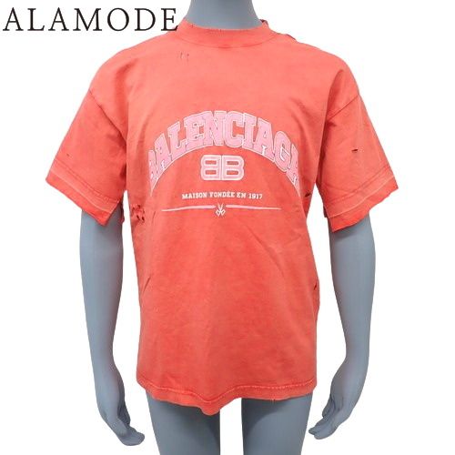 BALENCIAGA ダメージ加工 Tシャツ 赤