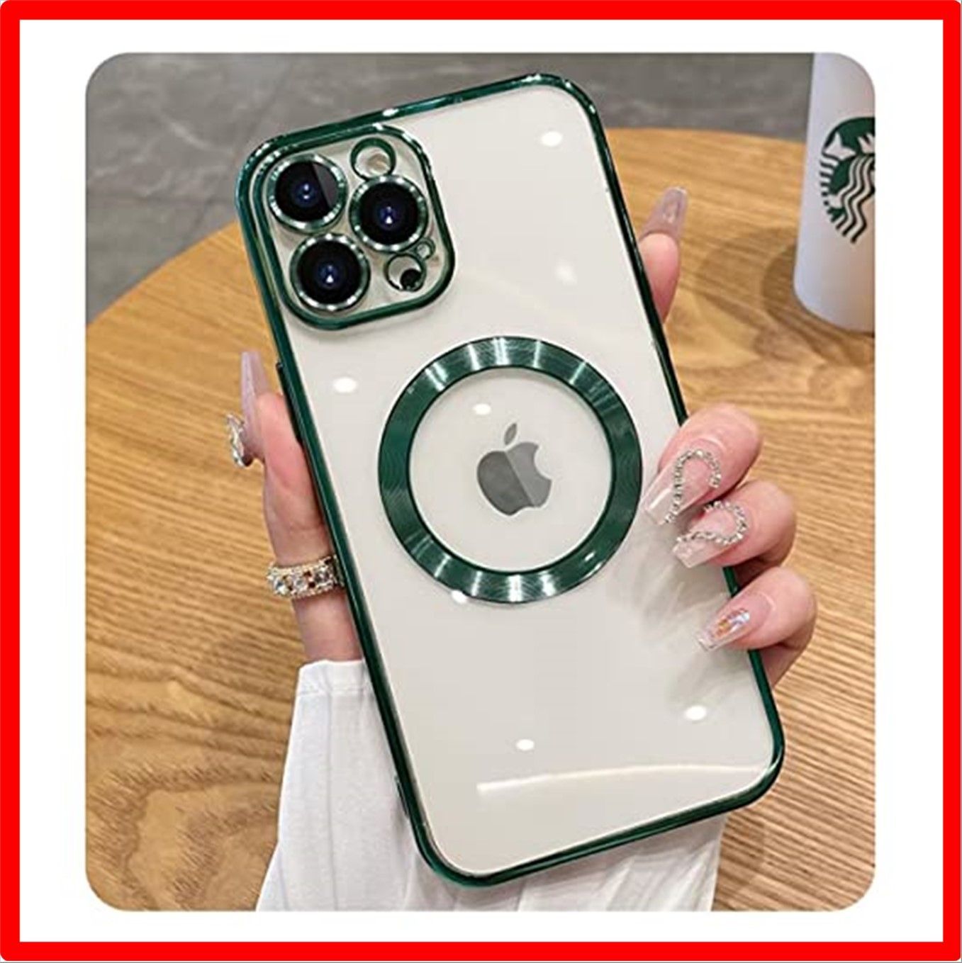 【セール中】 1.iPhone 15 Pro Max_グリーン Fengyue iPhone 15 Pro Max 用 ケース クリア カバー MagSafe 