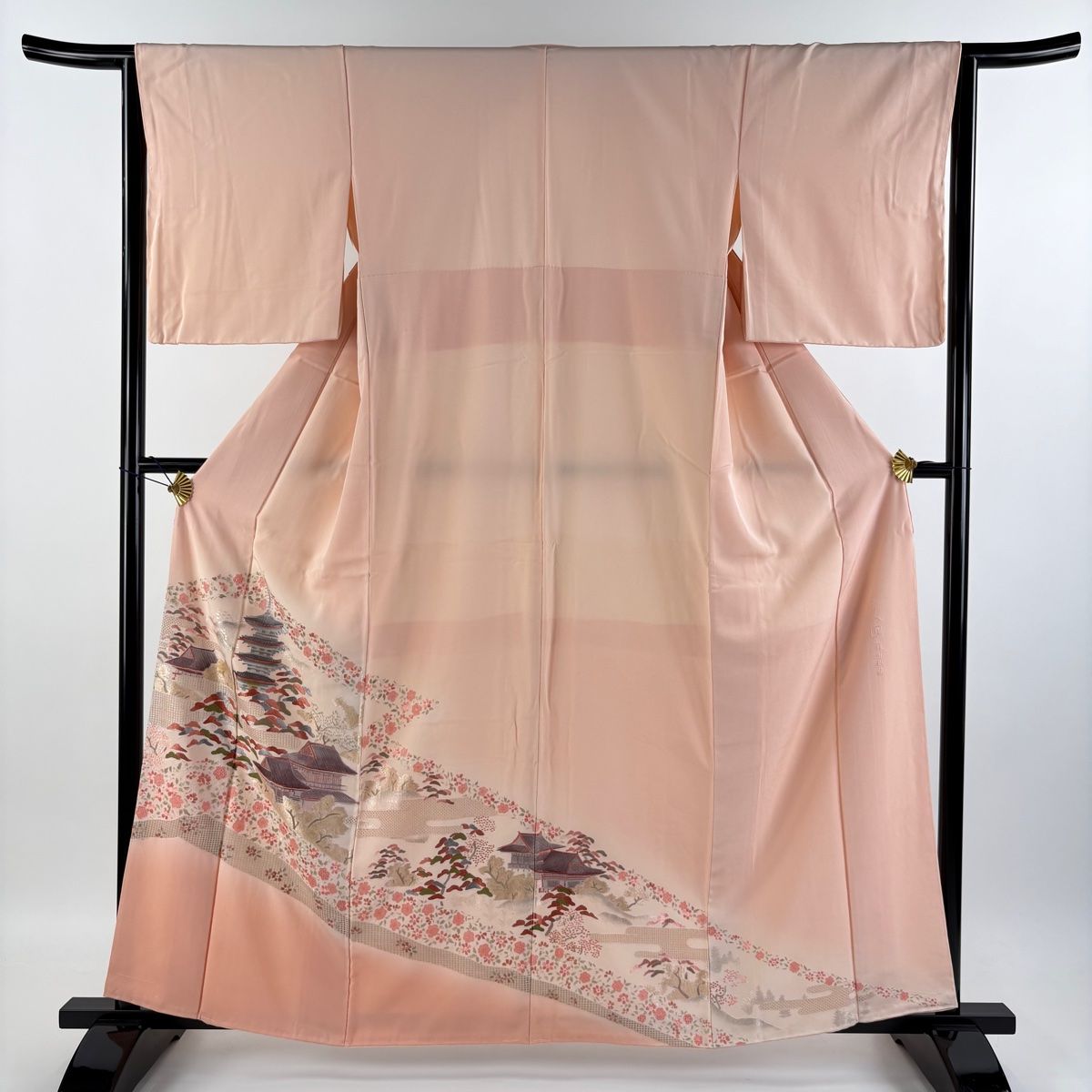 蘇州刺繍　色留袖　大名行列　着物　正絹　極美品　最高級品　安心のパールトーン加工 蘇州刺繍 色留袖 大名行列 着物 正絹 極美品 最高級品 安心の