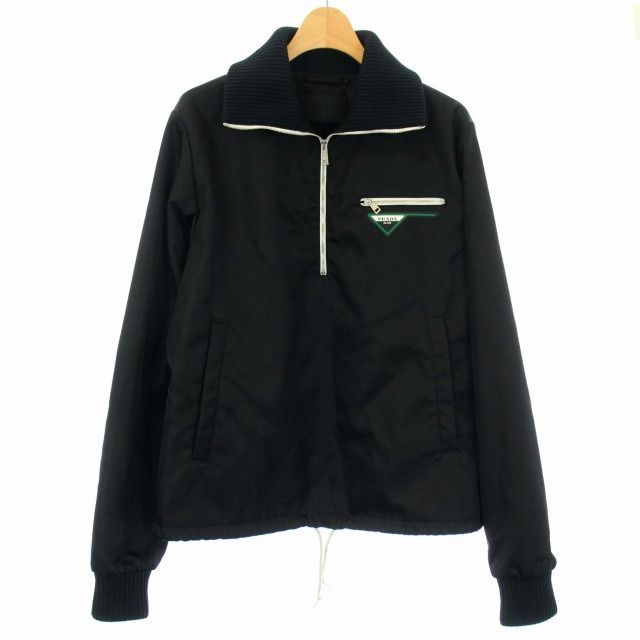 ブルゾン PRADA Half zip jacket Prada Black Nylon Half-Zip Jacket Prada