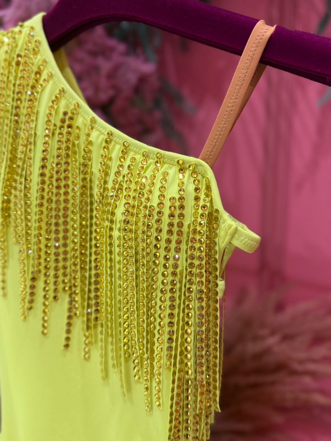 社交ダンス gentil ジャンティ authentic 蛍光 イエローラテンドレス サイズXS 252207013