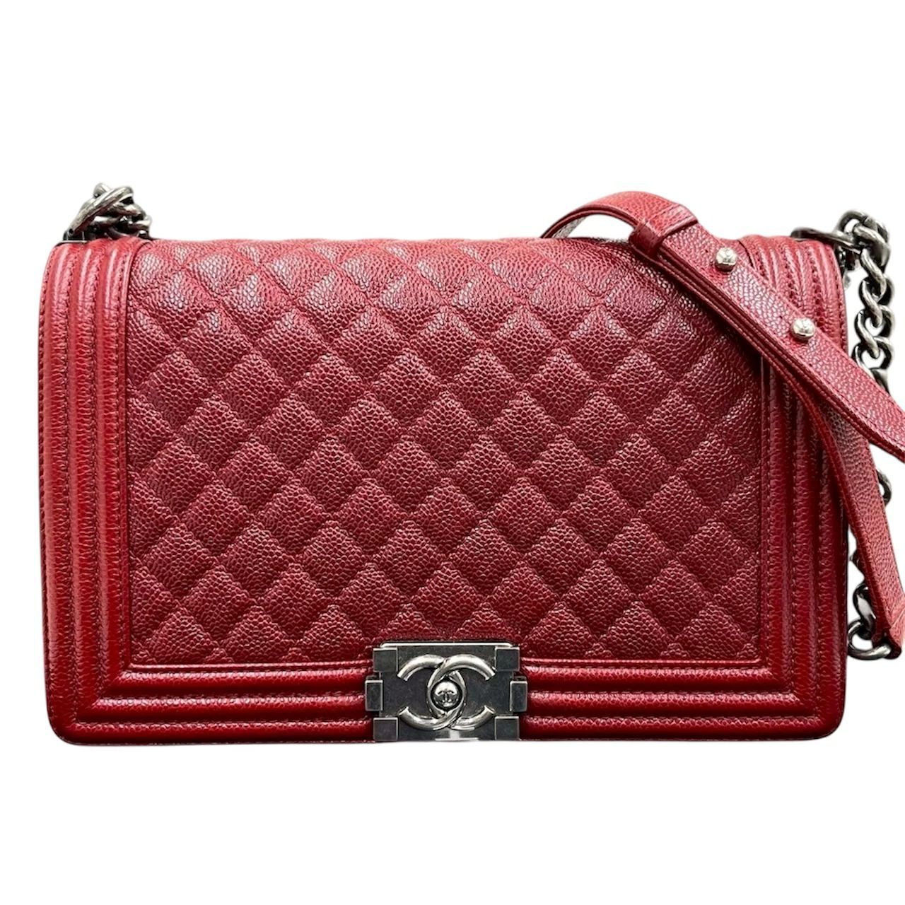 CHANEL シャネル キャビア レッド ボーイ オールドミディアム GHW