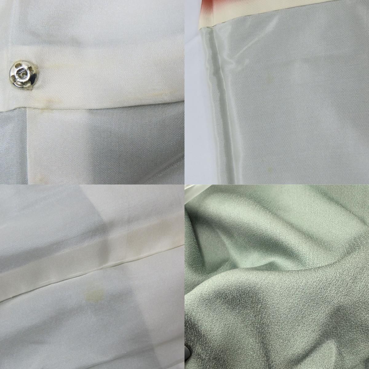 【中古】 訪問着・付下 正絹(金銀糸除く) グリーン系 草花柄 お洒落 和装 呉服 和服 きもの レディース 女性 中古】 訪問着・付下 正絹(金銀糸除く) グリーン系 草花柄 お洒落 和装