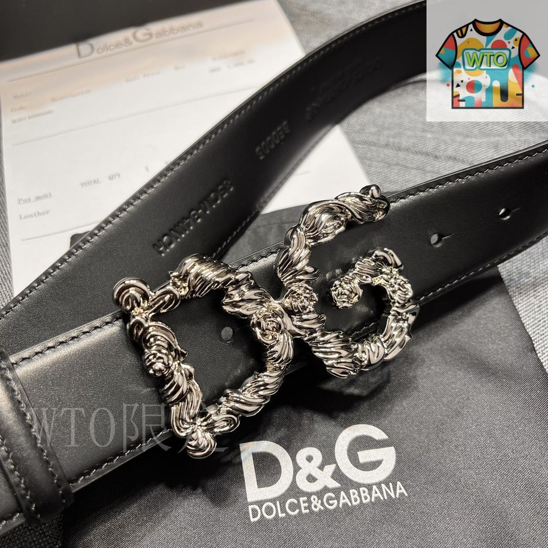 Dolce & Gabbana DGブラックレザーベルト ブラックのウィメンズ ベルト レザー DGバロッコ | Dolce&Gabbana®