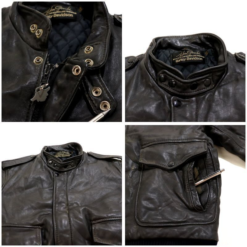 80s vintage HARLEY DAVIDSON 無地 フロントポケット レザー