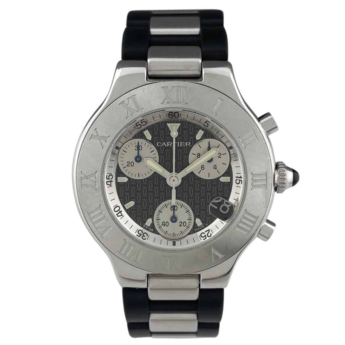 カルティエ CARTIER クロノスカフ デイト W10125U2 腕時計 SS ラバー 