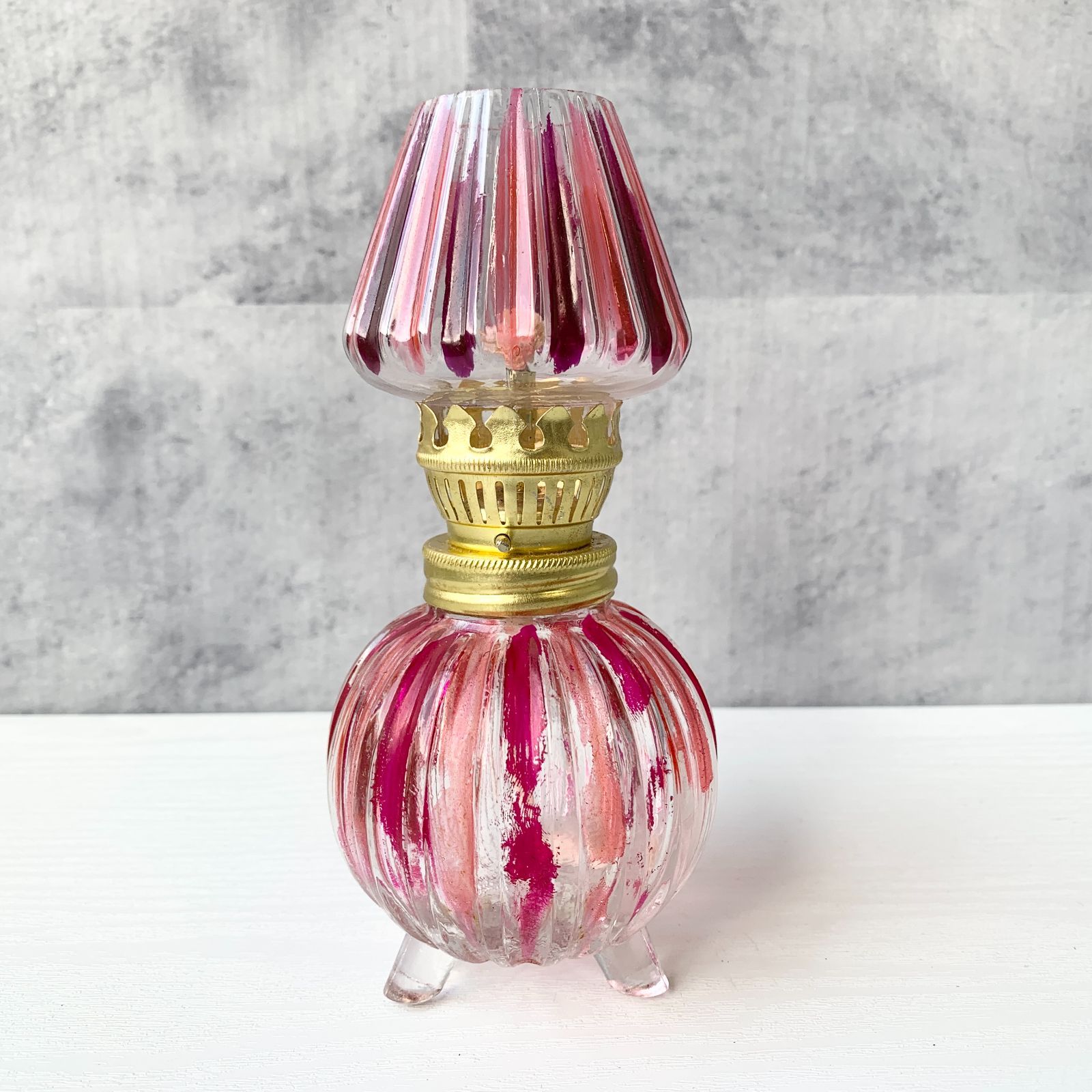 赤ガラス　オイルランプ　昭和レトロ アルコールランプ ミニランプ オイルライト アンティーク 昭和