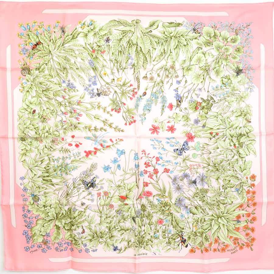 ✨️新品級✨️ エルメス カレ90 草原 LA PRAIRIE スカーフ ブルー ✨️新品級✨️ エルメス カレ90 草原 LA PRAIRIE スカーフ