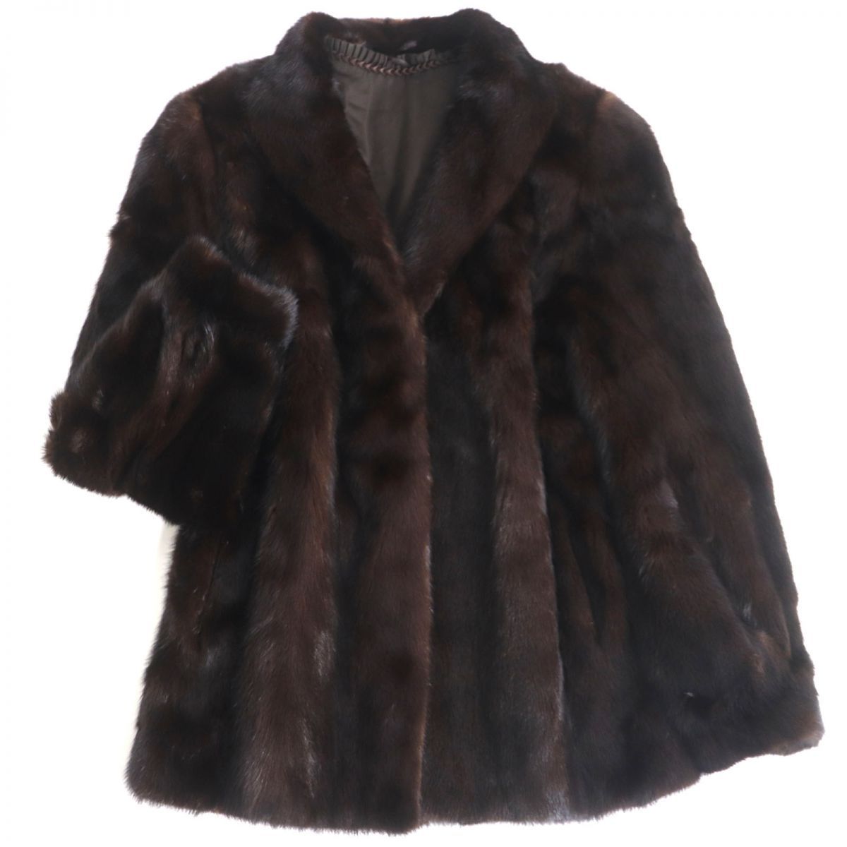 ミンクコート 美品▽MINK ミンク 本毛皮コート ダークブラウン 毛質艶やか
