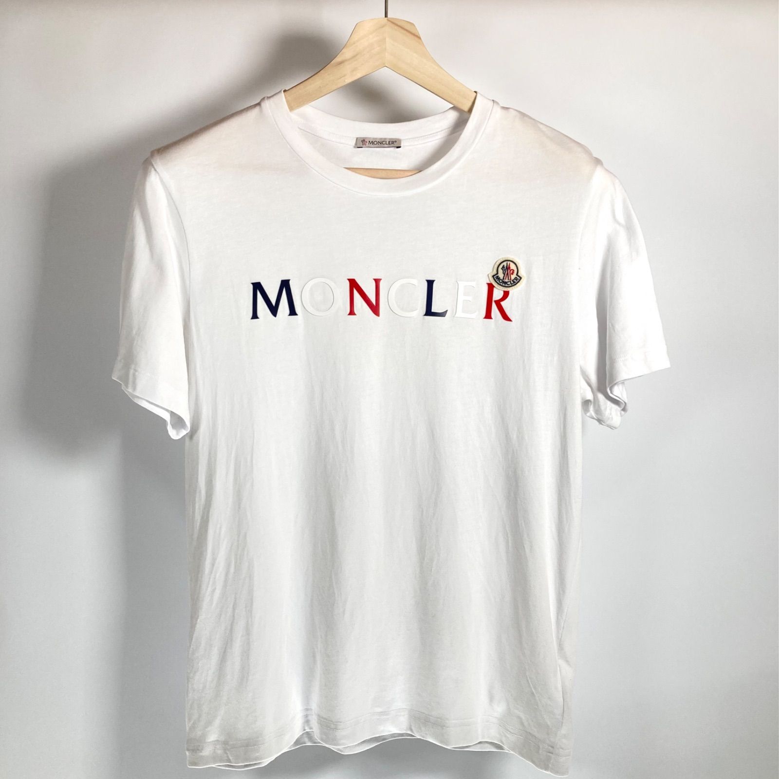 MONCLER モンクレール Tシャツ サイズS メンズ トリコロール ホワイト 半袖 ホワイト H10918C000438390T