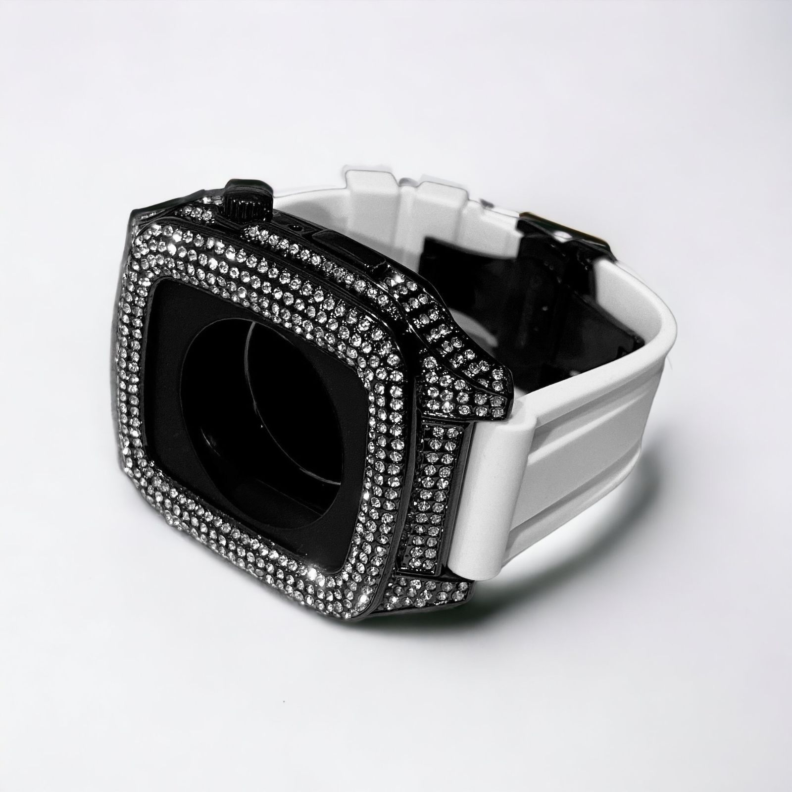 apple watch カバー 腕時計ベルト 44mm シルバー×ネイビー シルバー  