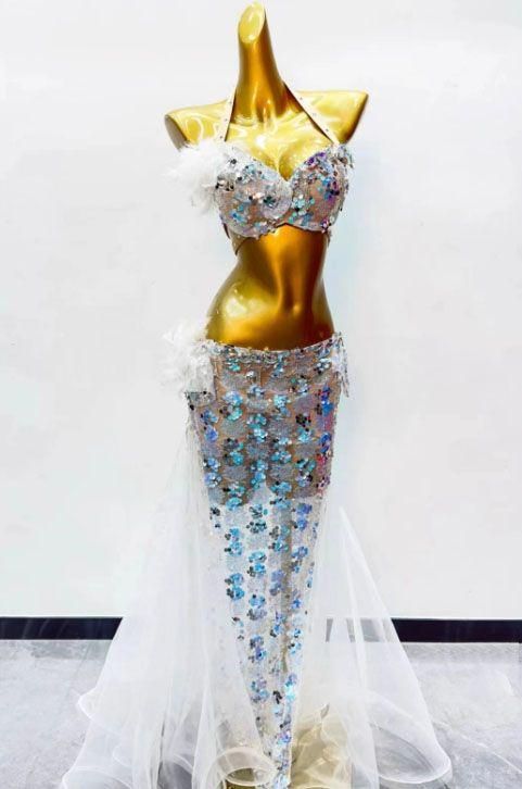 ベリーダンス衣装 上下セット 羽根 ブラ スカート オーダーメイド