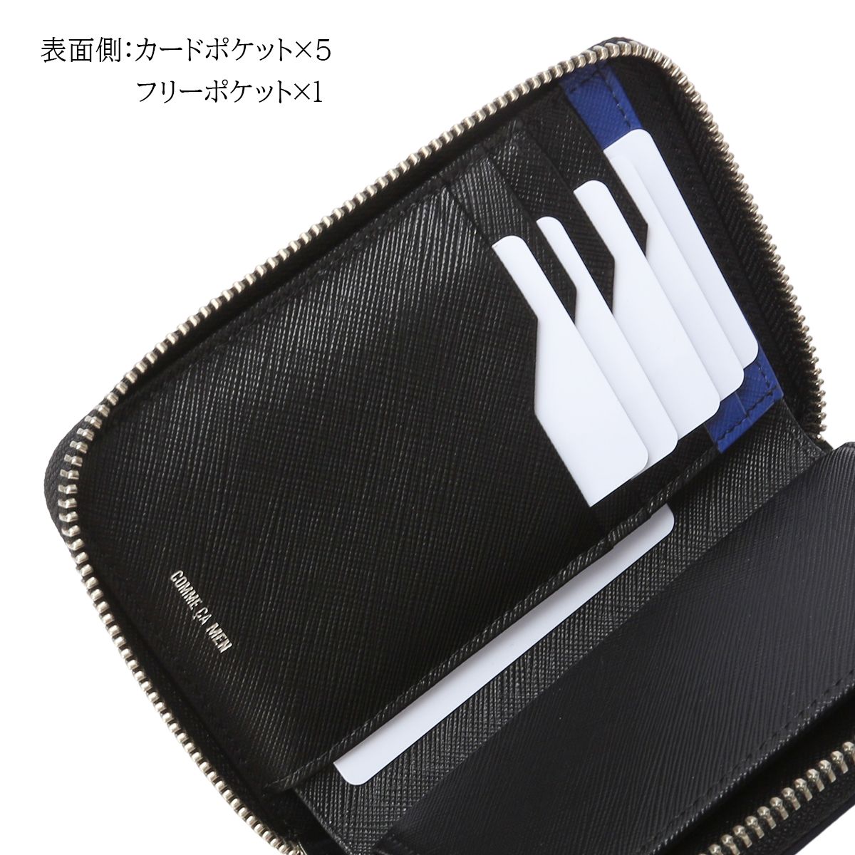 新商品|AJIOKA|コムサ メン|コール|ミドルサイズ|ラウンド二つ折り財布