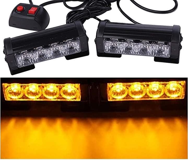 KnightraidB Avan 12V ストロボ ライト バー LED 2個 セット 緊急 警告灯 車 トラック トレーラー ランプ KRB186( イエロー)