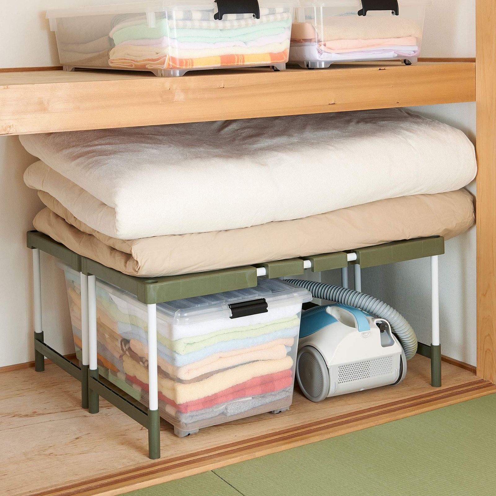 まとめ買い8台セット Belca ベルカ 収納棚 クローゼット 押入れフリーラック 伸縮タイプ 8台セット 1台あたり 幅76.5 93.5×奥行37×高さ35 40cm エコグリーン 収納棚 幅伸縮 高さ調節 CO-RG8T NEXPOTALLINN_EU