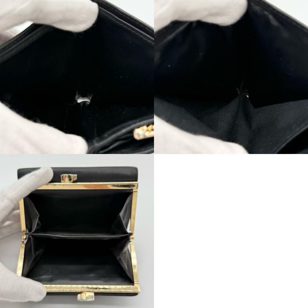 美品】Vivienne がま口財布 三つ折り財布 ORB レザー ブラック - メルカリ