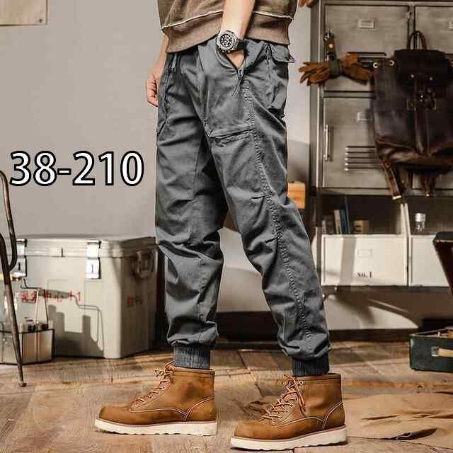 38-210 春 コーデ メンズ 用 服 シンプル 大人 紳士服 アメリカン ストレート パンツ ジッパー ポケット用 カーゴパンツ カジュアル 秋 カジュアル 通勤スタイル 重ね着コーデ ゆったりシルエット 快適フィット 動きやすい デイリー