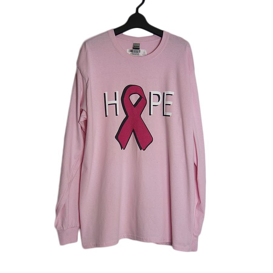 新品 GILDAN ロングスリーブ tシャツ HOPE ピンクリボン プリントTシャツ 長袖 Lサイズ ティーシャツ tshirts-7880