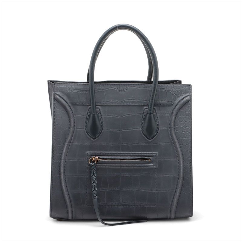 CELINE セリーヌ ハンドバッグ 型押しレザー ファントム