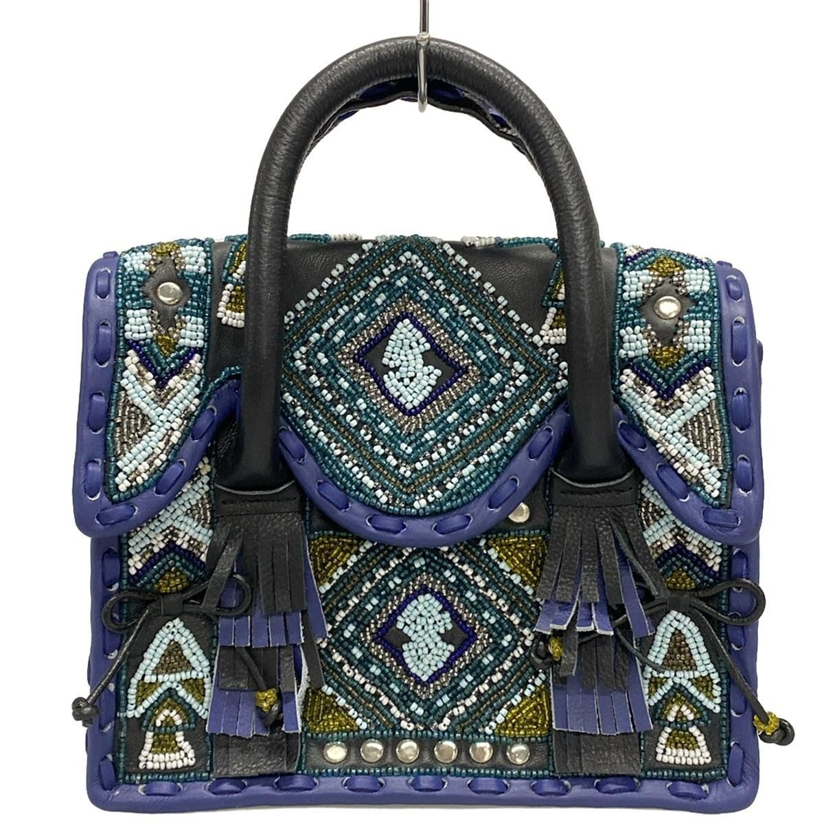 Carving Tribes ビーズ　ショルダーバッグ　ハンドバッグ　レザー Carving Tribes ビーズショルダーバッグハンドバッグレザー