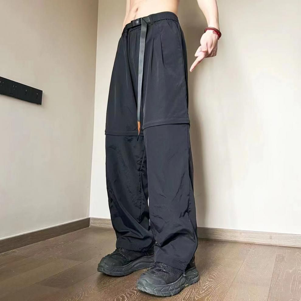 ハーフパンツ メンズ ロングパンツ 2種類丈 切り替え ロング丈 ハーフ丈 ウエストゴム ボトムス 無地 快適 通気性 軽量 おしゃれ カジュアル 運動着 部屋着 普段着 ファッション 夏