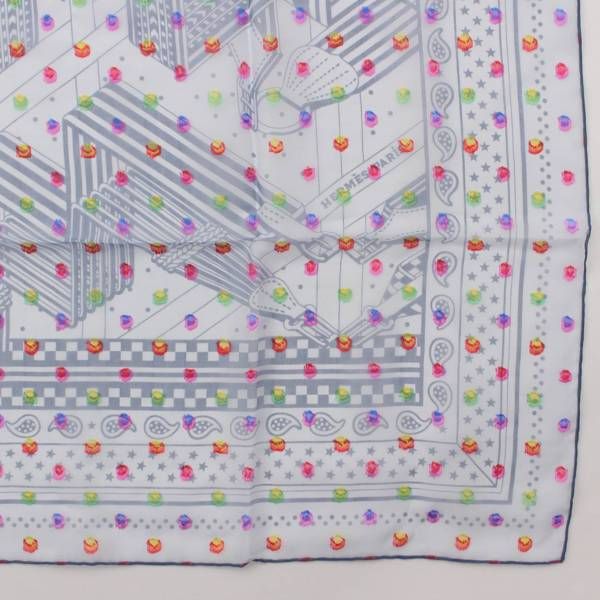 エルメス カレ60 シルクモスリン SANGLES EN ZIGZAG BANDANA スカーフ  