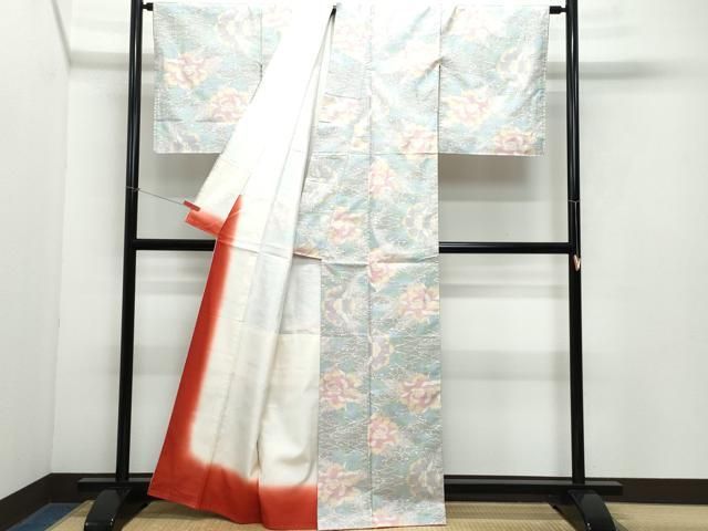 平和屋着物●本場大島紬　白大島　7マルキ　草花文　正絹　逸品　CAAY3069vf 平和屋着物○本場大島紬 白大島 7マルキ 草花文 正絹 逸品 CAAY3069vf