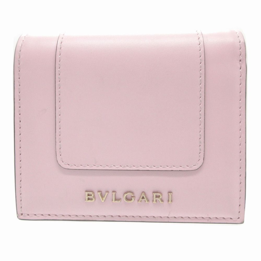 美品 ブルガリ セルペンティ コンパクトウォレット レザー ピンク 3つ折り財布 財布 1204 BVLGARI