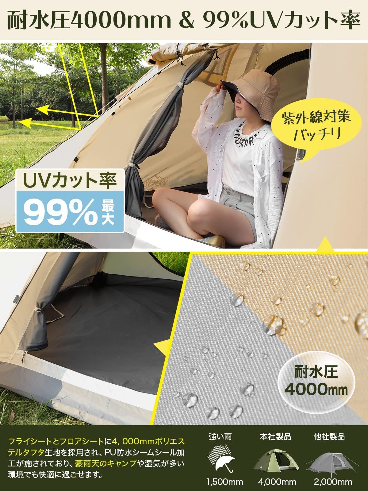特価】UVカット 超軽量 自立式 簡単設営 outdoors wolfyok 防風
