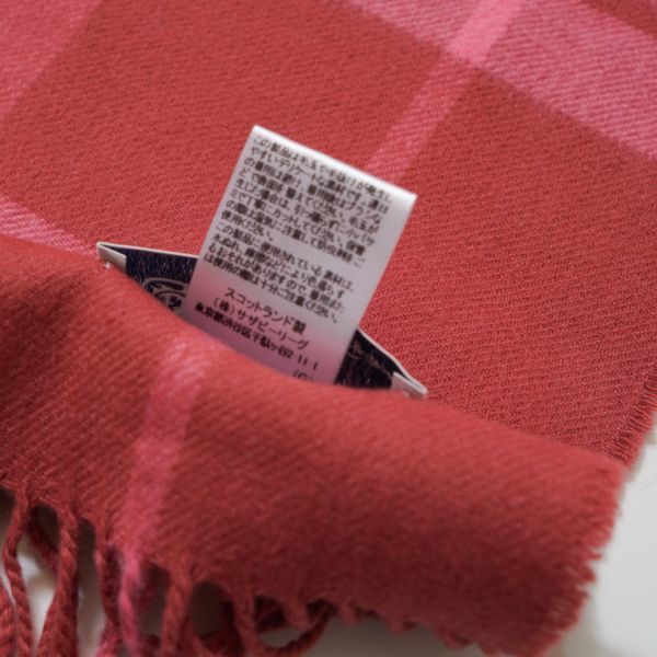極美品　ジョンストンズ　ロンハーマン別注　大判　ストール　カシミヤ　ピンク ロンハーマン別注Tonal Check ジョンストンズ カシミヤ大判