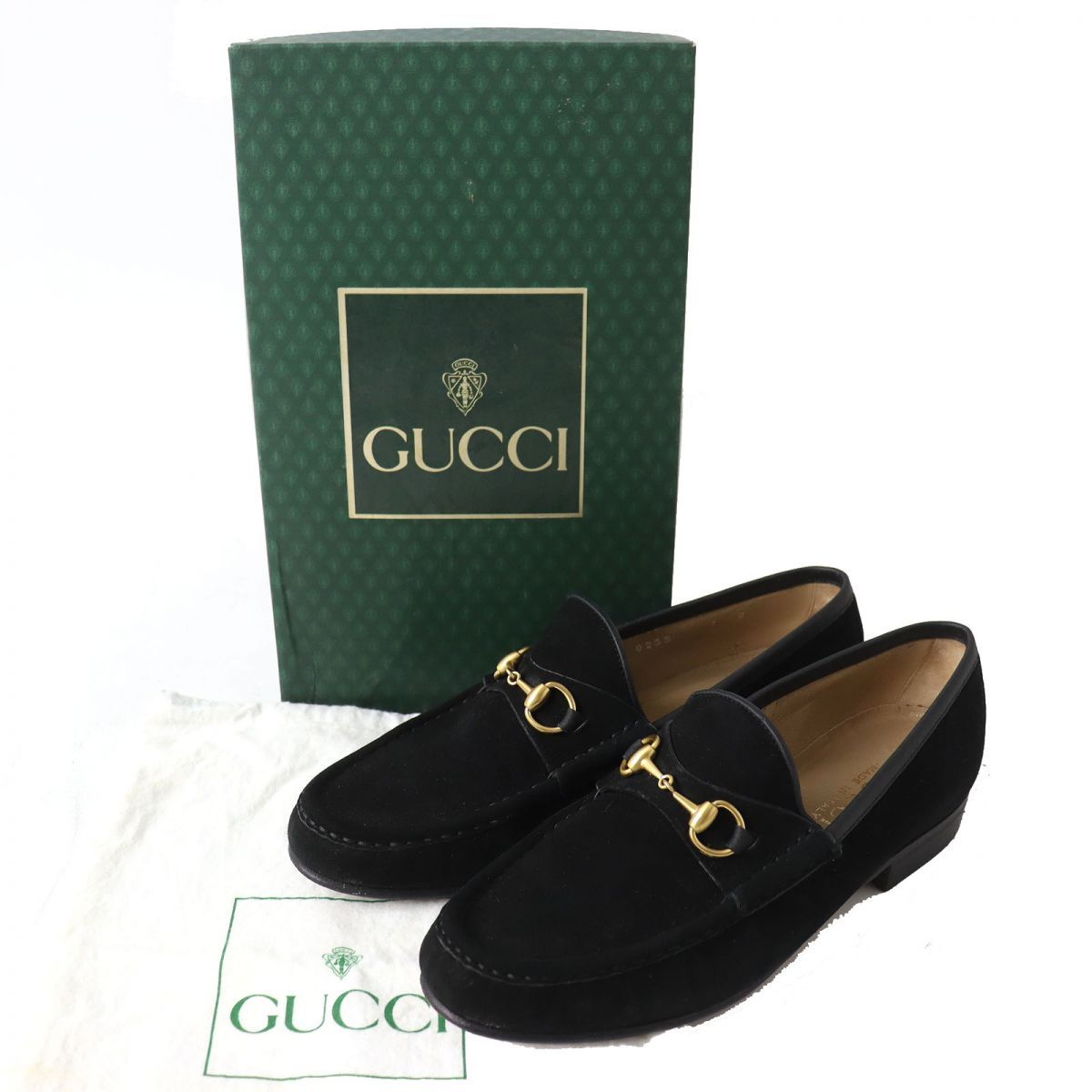 美品△伊製 GUCCI グッチ 100 0255 ホースビット付 スウェードレザー