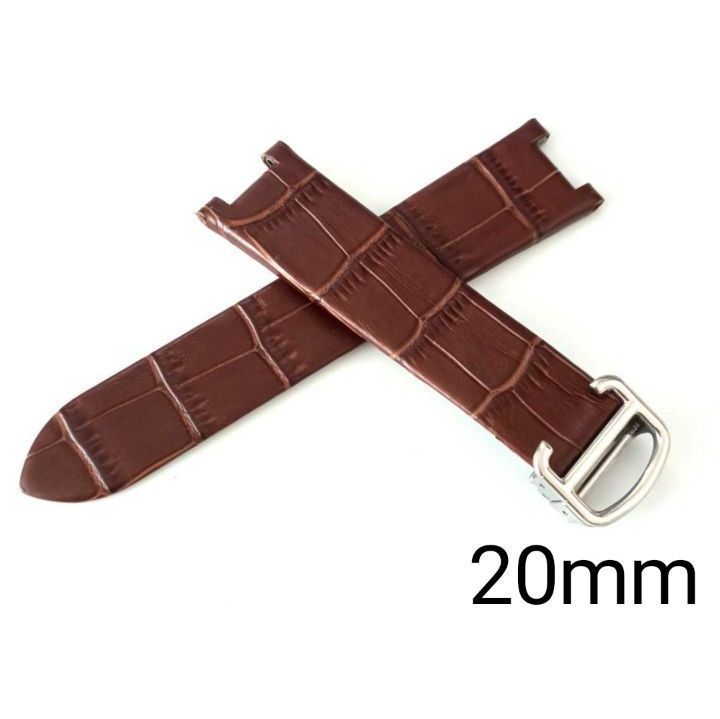 20mm 腕時計 凹型 レザーベルト ブラウン 茶 Dバックル 防水仕様