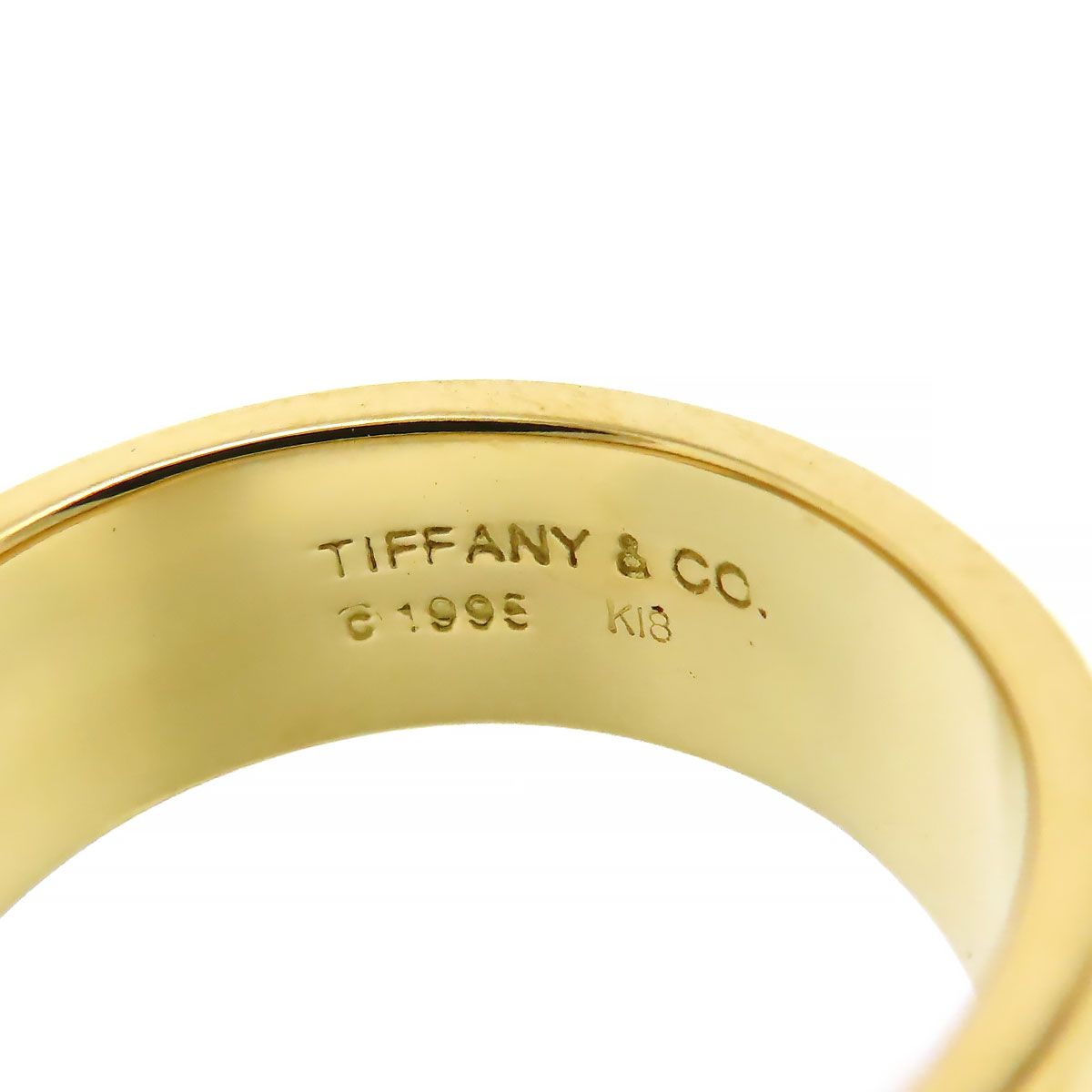 ティファニー　TIFFANY　14号　グルーブド　ダブル　リング　良品 ティファニー グルーブド リング ダブルライン #14 K18 (K18YG