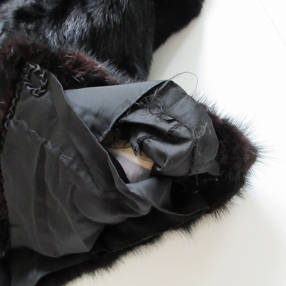 ミンクファー 本毛皮 リアルファー ロングコート ブラック サイズXL