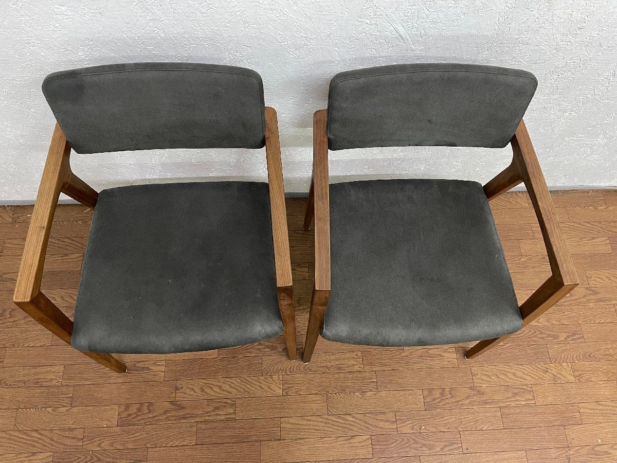 ●冨士ファニチア Koti コティ アームチェア D04530A ダイニングチェア 2脚 椅子 ウォールナット 北欧スタイル 定価17万 貝1233