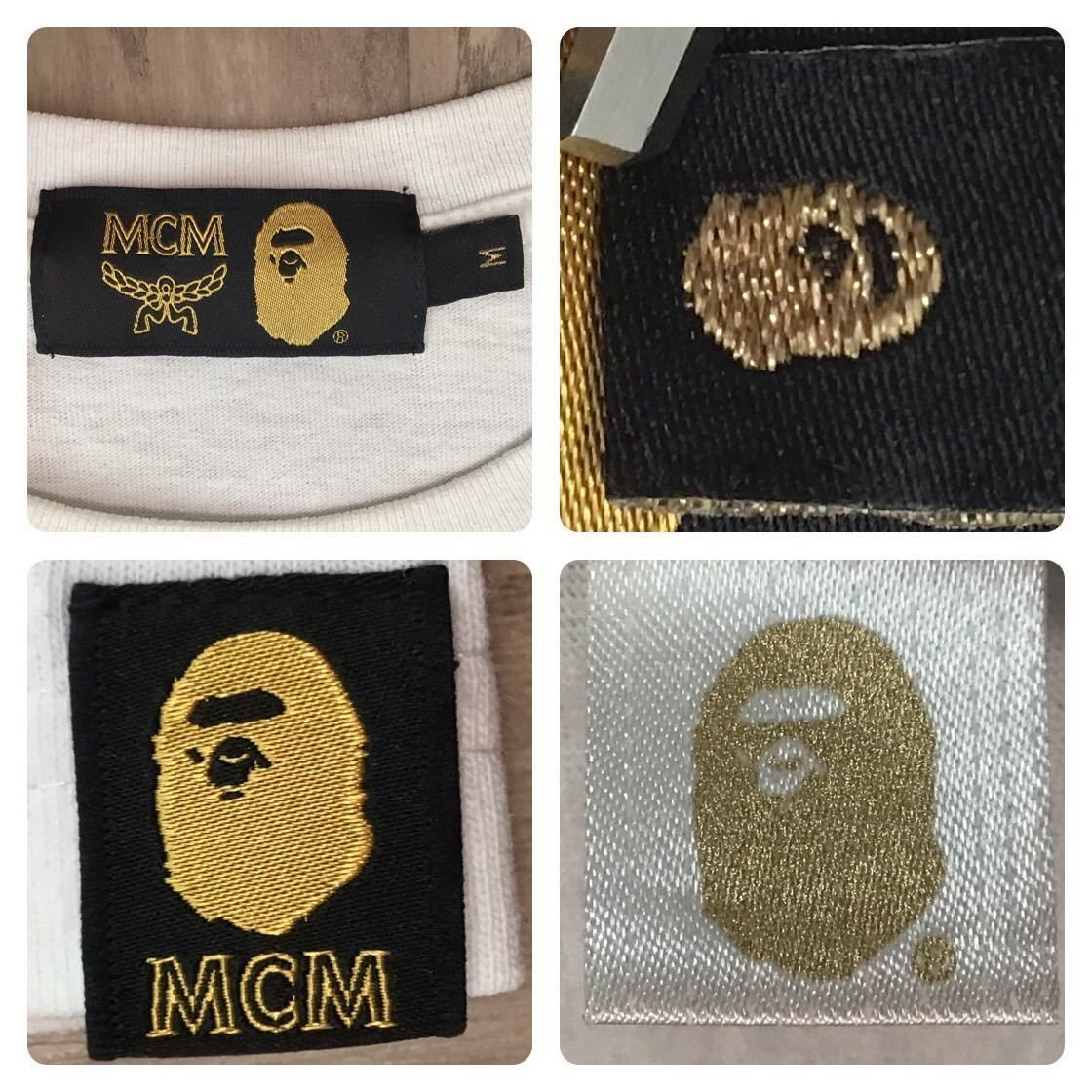 BAPE × MCM Rhinestone College Logo Tシャツ Mサイズ a bathing ape エイプ ベイプ  アベイシングエイプ ラインストーン