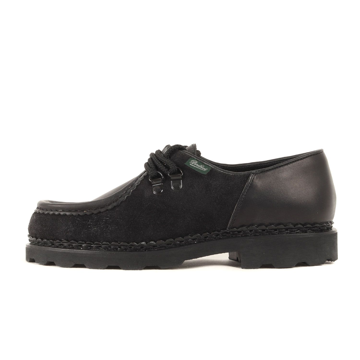 Paraboot パラブーツ サイズ:25.0cm 22AW Engineered Garments EG MICHAEL / MARCHE 208382 スウェード レザー コンビ マウンテン モカシン チロリアン ブラック 40 フランス製 【メンズ】