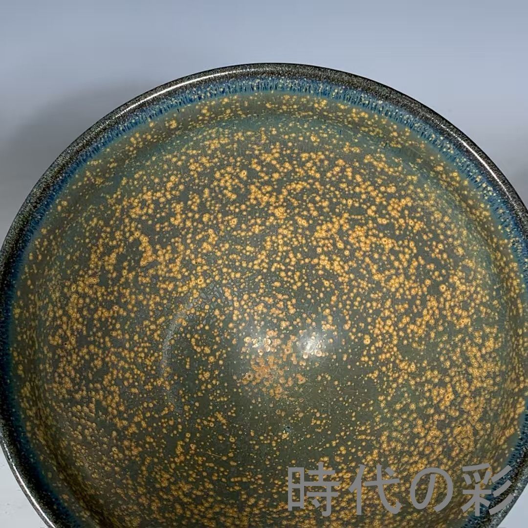 中国古美術 全彩曜変天目盞 宋代建窯 曜変意匠 七彩発色 茶碗 茶道具 骨董 陶 中国古美術『建窯曜変星空盞』建盞 茶道具 天目茶碗 曜変意匠 星空紋